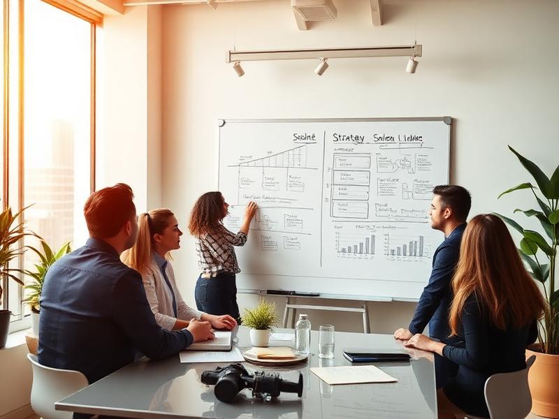 A team brainstorming engineering delivery strategies on a whiteboard to build long-term team maturity and execution stability.